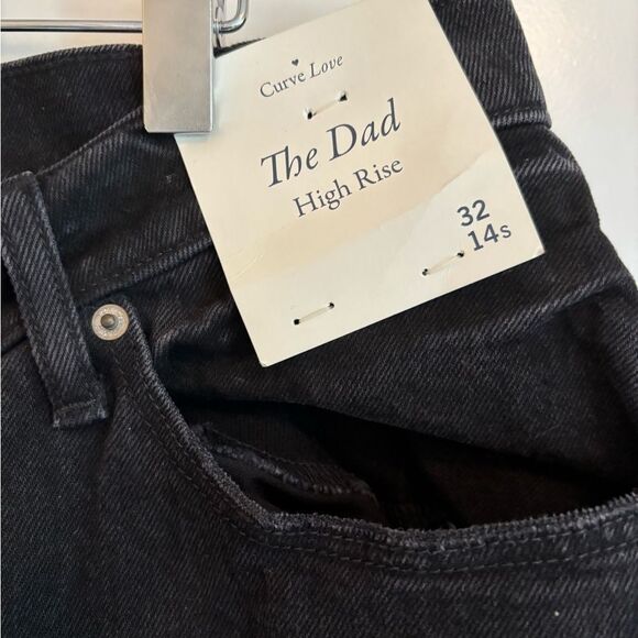 NWT Abercrombie & Fitch the dad high rise black jeans with cross over fly - Picture 6 of 9